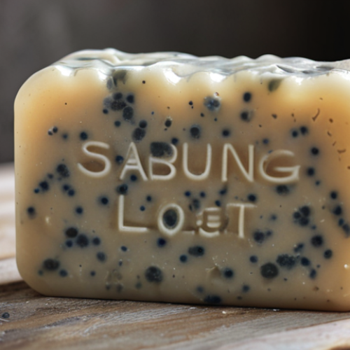 Home 11 **
Close-up shot of a natural soap bar with white spots and a slightly slimy texture. Focus on the details that indicate spoilage. The background should be a blurry, humid bathroom setting. "Sabun natural dah tak elok! Rugi beli..." text overlay in a handwritten style. (Style: realistic, slightly desaturated colors)
**